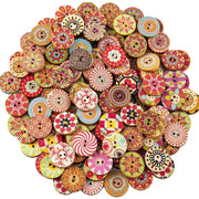 Floral Wooden Buttons 25mm
