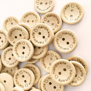 100pcs Wooden Buttons Handmade with Love 25mm