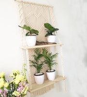 Wood Shelf Macrame Planter Plant Hanger Wall Hanging