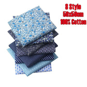 8 Style Fabric Patchwork Bundle 100% Cotton 50x50cm