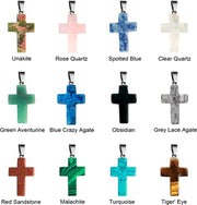 12pcs Healing Cross Crystal Quartz Natural Gemstone Chakra Pendant