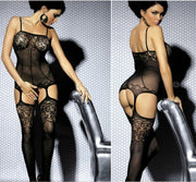 Sexy Black Lace Crotchless Full Body Stocking Lingerie Bodystocking