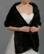 Fur Shawl Wrap Shrug Black