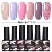 6pcs Gel Nail Polish ManicureUV Soak Off Nail Art Color Kit
