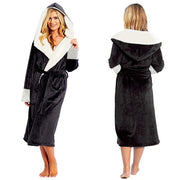 Hoodie Dressing Gown Velvet Bath Robe Size 24