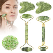 4 x Jade Facial Roller & Gua Sha Massager Tools Set