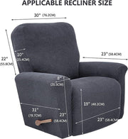 4-Piece Stretch Jacquard Recliner Chair Cover - Black