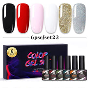 6pcs Gel Nail Polish ManicureUV Soak Off Nail Art Color Kit
