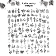 100pcs Craft Supplies Small Antique Silver Charms Pendants