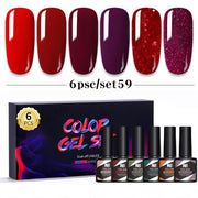 6pcs Gel Nail Polish ManicureUV Soak Off Nail Art Color Kit