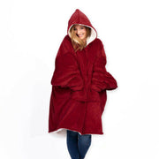 Fleece Hoodie Sweatshirt Blanket Ultra Plush Red