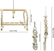 7pcs Wooden Bird Toy Parrot Cage Hammock Chewing Swing Toys