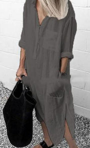 Maxi Shirt Dress Linen Summer Dresses Womens Clothing Size 16