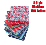 8 Style Fabric Patchwork Bundle 100% Cotton 50x50cm