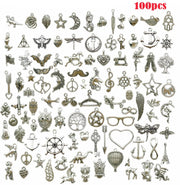100pcs Craft Supplies Small Antique Silver Charms Pendants