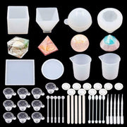 48pcs Resin Moulds Silicone Mold Pyramid Cubic Sphere Molds