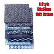 8 Style Fabric Patchwork Bundle 100% Cotton 50x50cm
