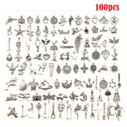 100pcs Craft Supplies Small Antique Silver Charms Pendants