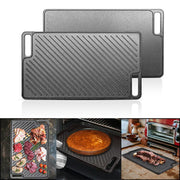 Double Sided Cast Iron Grill Pan Griddle Plate
