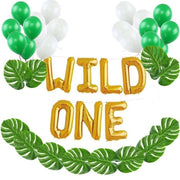 Jungle Theme Wild One Birthday Party Foil Balloons Set