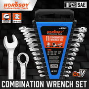HORUSDY 11Pcs SAE Combination Spanner Wrench Set Imperial 1/4 to 3/4 with Rack