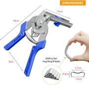 Hog Ring Pliers Kit with 600pcs of Galvanized Steel Hog Rings