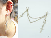 Hippy Triple Cross Chain Earring Cuff Wrap