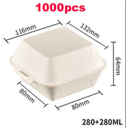 1000x Paper Rectangular Clamshell Food Containers Takeaway Box Disposable Craft