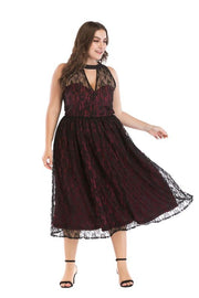 Black Lace Covered Flare Boutique Party Dress Womens Clothing Size 22