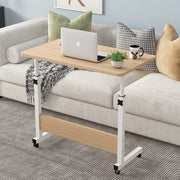 Adjustable Height Mobile Bedside Computer Desk Rolling Laptop Table with Wheels 60x40cm
