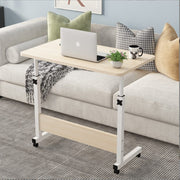 Adjustable Height Mobile Bedside Computer Desk Rolling Laptop Table with Wheels 60x40cm