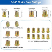 Brake Line Tubing Kit 3/16" OD 25 FT Coil Roll with Fittings