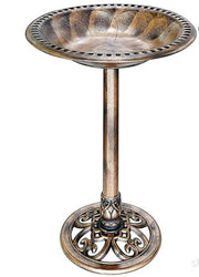 Antique Style Outdoor Garden Bird Bath Standing Water Feeder Basin Decor