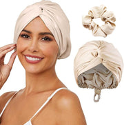 Hair Wrap Bonnet Turban Satin Sleeping Cap Hat with Hair Band