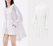 Trench Coat Jacket with Ponytail Hoodie Sun Protection