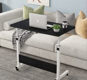 Adjustable Height Mobile Bedside Computer Desk Rolling Laptop Table with Wheels 60x40cm