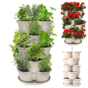 5 Tier Garden Tower Stackable Planter Pots Vertical Strawberry Herb Flower Grey