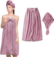 Bath Towel Robe Hair Wrap Turban Combo