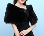 Fur Shawl Wrap Shrug Black