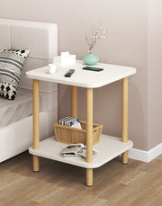 2-Tier Table Modern Wood Square Side Table Bedside Table 2046001