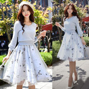 Floral Dress Set Sweater + Tutu Skirt