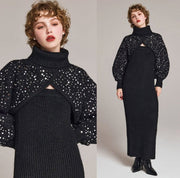 Maxi Sweater Dress Cardigan Bolero Combo Set