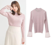 Knit Rib Top Sweater Shirt Blouse Base Layer
