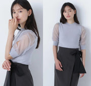 Natural Beauty Basic Split Mesh Shoulder Soft Knitted Top Size 8 Last Stock