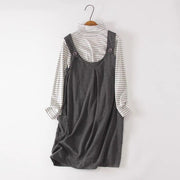 Maternity Breastfeeding Dress Shirt Top + Pinafore Skirt Set