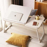 Adjustable Folding Laptop Bed Desk Sofa Table Tray with Tilt Top & Cup Holder (White)
