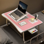 Adjustable Folding Laptop Bed Desk Sofa Table Tray with Tilt Top & Cup Holder (Pink)