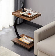 Side Table Sofa End Table Walnut Coffee Laptop Stand