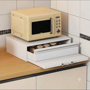 2-Tier Microwave Stand & Coffee Machine Base with Slide-Out Drawer