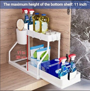 Sliding Under Sink Storage Rack Organizer - 2-Tier Space Saver White